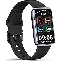 Slim Fitness Tracker with 24/7 Heart Rate, Blood Oxygen, Blood Pressure and Sleep Tracking, IP68 Waterproof Activity Trackers and Smart Watches with Step Tracker, Pedometer for Women Kids Space Black