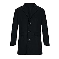Mens Trench Coats Winter Longline Jackets Single Breasted Turndown Collar Coat Business Casual Overcoat Outerwear