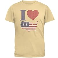 4th of July I Heart Love America Halftone Mens T Shirt Yellow Haze X-LG