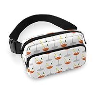 Cocktails Fanny Pack Adjustable Bum Bag Crossbody Double Layer Waist Bag for Halloween