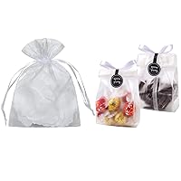 YunKo 50pcs Sheer Organza Drawstring Pouches Gift Bags and 100PACK Cookie Bags for Gift Giving