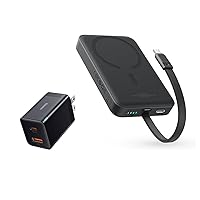 Baseus Wireless Portable Charger Power Bank, 30W PD Fast Charging 10000mAh and 30W Dual Port USB C PD Charger Block, Fast Compact with Foldable Plug
