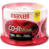 Maxell – 625335, Premium Quality Noise free Surface Playback Recordable CDs 700Mb Storage – 32x, Write Speed 80 minutes - Blank CDs, CD Storage & Reusable Spindle Case Holder – 30 Pack, Gold