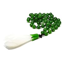 yigedan Natural Green Jade Beads Magnolia Flower Pendant Necklace for Women, jade, Jade