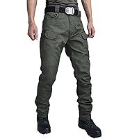 Mens Wear-Resistant Cargo Pants Outdoor Multi Pockets Hiking Pants Workwear Safety Pants Straight Leg Sweatpants