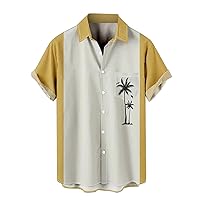 Hawaiian Shirt for Men, Summer Casual Short Sleeve Button Down Shirts, Tropical Beach Vacation Wrinkle Free Novelty Tops
