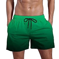 Mens Running Shorts Gradient Casual Shorts Loose Summer Shorts with Pockets Swim Trunks Lightweight Beach Shorts