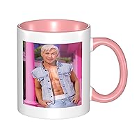 Ryan Gosling Coffee Mug 11 Oz Ceramic Tea Cup With Handle For Office Home Gift Men Women Pink