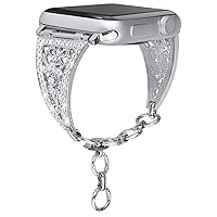 for Apple Watch Band Series 7 6 SE 5 4 3 Metal Strap 40mm 44mm 38mm 42mmLuxury Bling Diamond Women Bracelet (Color : Silver, Size : 42mm)