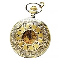 Retro Classical Golden Romans Words Big Quartz Pocket Watch Arabic Numerals Bronze
