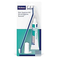 C.E.T. Oral Hygiene Kit for Cats and Dogs | 3 Piece Set with Dual Ended Toothbrush, Fingerbrush, and Poultry Flavor 2.5 oz tube of Toothpaste | Remove Plaque & Tartar Buildup