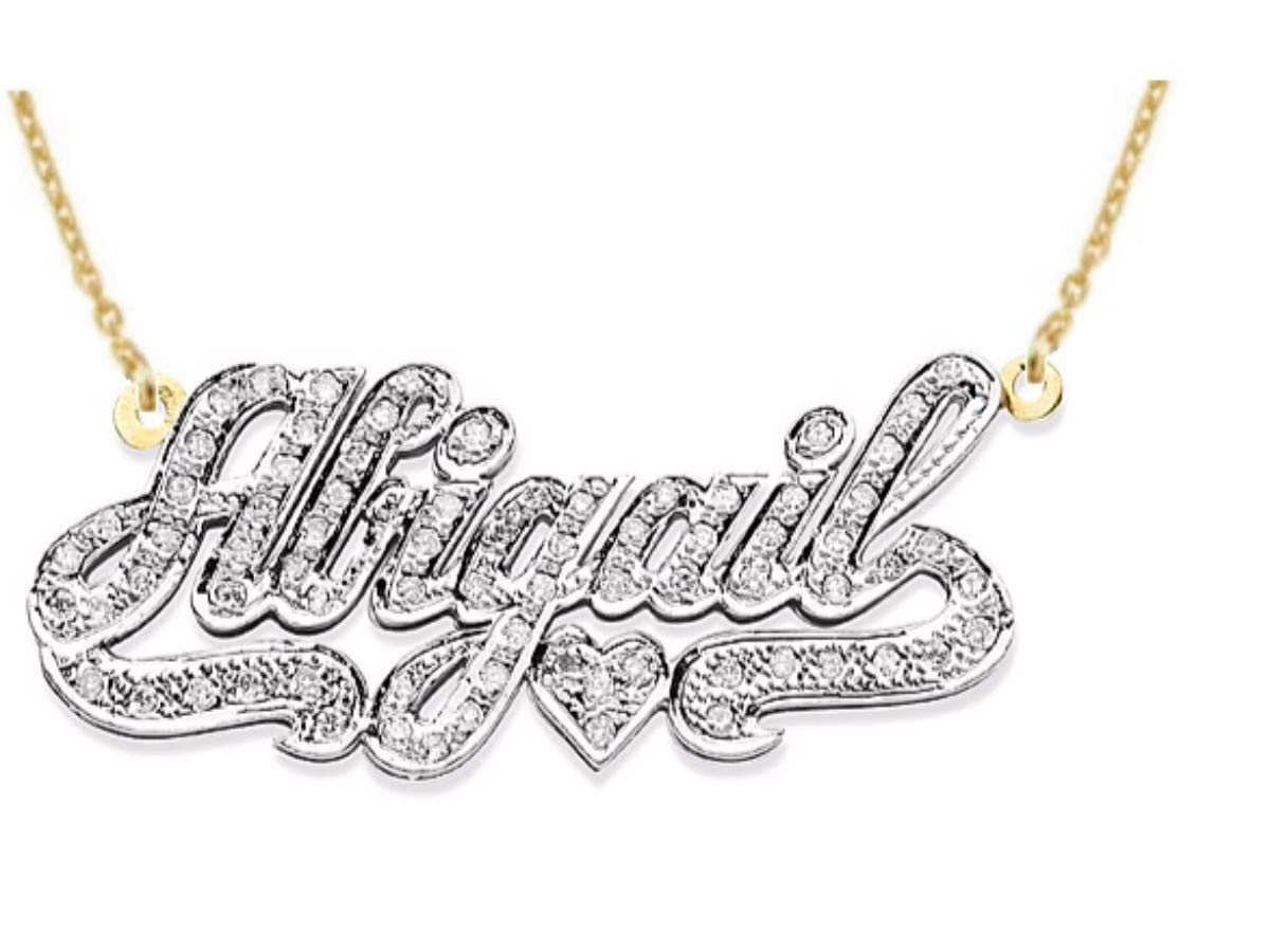 RYLOS Necklaces For Women Gold Necklaces for Women & Men 925 Sterling Silver or Yellow Gold Plated Silver Personalized 1/4 Carat Diamond Nameplate Necklace Special Order, Made to Order Necklace