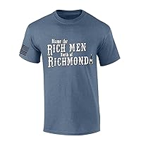 Mens Country Music Tshirt Blame The Rich Men North of Richmond Short Sleeve T-Shirt-Heather Indigo-Large