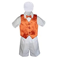 6pc Baby Toddler Little Boys White Shorts Extra Vest Bow Tie Sets S-4T (L:(12-18 months), Orange)