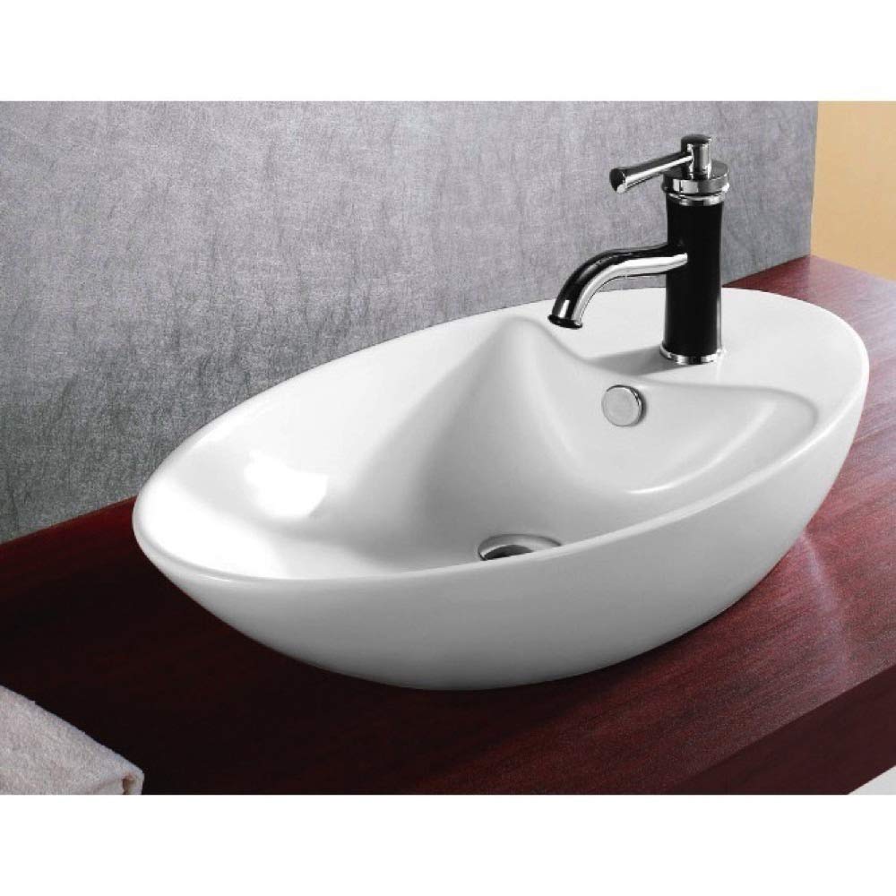 Caracalla CA4943-One Hole-637509853822 Quality Ceramic Bathroom Sink Vessel, White