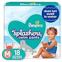 Splashers Swim Diapers - Size M, 18 Count, Gap-Free Disposable Baby Swim Pants