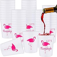 Sabary 32 Pcs Let's Flamingle Cups 16 oz Stadium Reusable Party Cups for Flamingo Party Supplies, Birthday Party, Bachelorette Party, and Bridal Showers (White)