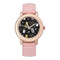 Pineapple Pattern Classic Watches for Women Funny Graphic Pink Girls Watch Easy to Read