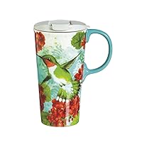 Cypress Home Trio Birds Ceramic Latte Travel Cup 17 oz