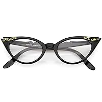 zeroUV Women's Retro Rhinestone Embellished Clear Lens Cat Eye Glasses 51mm