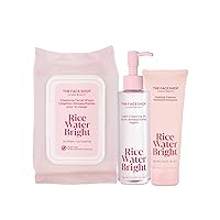 The Face Shop Rice Water Bright Foaming Facial Cleanser with Ceramide, Gentle Face Wash for Hydrating & Moisturizing, Vegan Face Cleanser, Makeup Remover, Korean Skin Care for All Skin Types