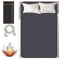 Grounding Mat Kits, 1* Grounding Bed Mattress mat(54'' * 71'') and 1* Grounding Foot Pad(40'' * 12'') Earth Connected Conductive Carbon Leatherette Grounding Sheets for Better Sleep, Relieve Pain