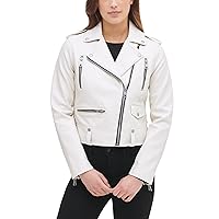 Women's Faux Leather Contemporary Motorcycle Jacket (Standard and Plus)