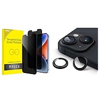JETech iPhone 14 6.1-Inch Privacy Screen Protector and Camera Lens Protector Bundle