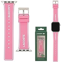 Lacoste Apple Watch Replacement Strap, 1.5 inches (38 mm), 1.6 inches (40 mm), 1.6 inches (41 mm), Case Compatible *Belt Only, Silicone Rubber Strap, Pink/White Watch Strap