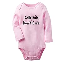 Crib Hair Don't Care Funny Romper, Newborn Baby Bodysuits, Infant Babies Jumpsuit, 0-24 Months Kids Long Outfits Clothes