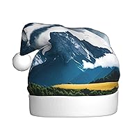 Christmas Hat,Santa Hat,Xmas Holiday Hat for Adults,Santa Hat for Christmas New Year Party-Landscape with Mountains