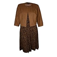 Jessica Howard Women's Plus Size Long Sleeve Printed Dress with Jacket