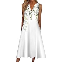 Dresses for Women 2024, Summer Dress Casual Printed V Neck Short Sleeve Beach Swing Sunflower Long, S, 3XL