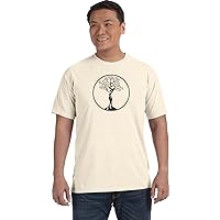 Black Tree of Life Circle Pigment Dye Yoga Tee Shirt