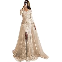 Women's Off Shoulder Long Sleeve Prom Dress Mermaid Formal Evening Gown