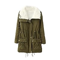 Women's Coat Fashion Solid Colour Autumn And Winter Lamb Velvet Drawstring Cotton Coat Jacket, S-3XL