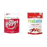 YumEarth Organic Fruit Flavored Giggles Chewy Candy Bites and Lollipops Bundle (60 Pieces)