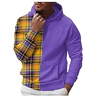 Mens Print Long Sleeve Pullover Tops Spring and Autumn Sweatshirt Loose Padded Sweaterwear Drawstring Hoodies