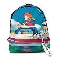 Gake no ue no Ponyo Anime 3D Printing Backpack Rucksack Daypack Casual Bag with Keychain Style / 6