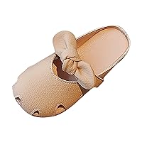 Kids Girls Closed Toe Hollow Bowknot Slippers Casual Shoes Outer Wear Slippers Small Girls Soft Bottom Shoes