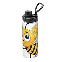 Stainless Steel Water Bottle Sports Travel Insulated Mug with Leak proof Spout Lid 18oz Gifts for Boys Girls - Honey Bee Print