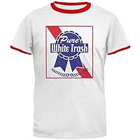 Old Glory 4th of July Pure White Trash White/Red Men's Ringer T-Shirt - Small