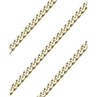 Tozman and Lenz Curb Chain Made of 585 Yellow Gold 14 Carat Diamond-Cut Gold Chain for Men and Women