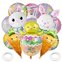 Easter Balloons Bunny Chicken Egg Shaped Mylar Foil Balloons, for Home Baby Shower Happy Easter Themed Party Decorations Supplies, Easter Bunny Foil Balloons