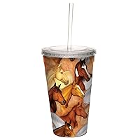 Tree-Free Greetings Horse Heads Collectible Art Double Wall Cool Cup with Straw, 16-Ounce, Multicolored
