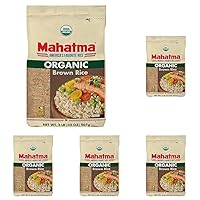 Organic Brown Rice, 2-Pound Bag of Rice, Microwave Rice in 20 Minutes or Cook on Stovetop in 1 Hour (Pack of 5)