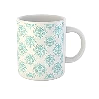 Coffee Mug Blue Floral Aqua White Damask Wedding Abstract Antique Baroque 11 Oz Ceramic Tea Cup Mugs Best Gift Or Souvenir For Family Friends Coworkers