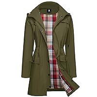 SaphiRose Women's Waterproof Rain Jacket Lightweight Raincoat Hooded Windbreaker Trench Coat