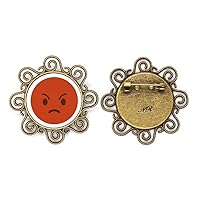 Angry red Cute Online Chat face Flower Brooch pins Jewelry for Girls, medium