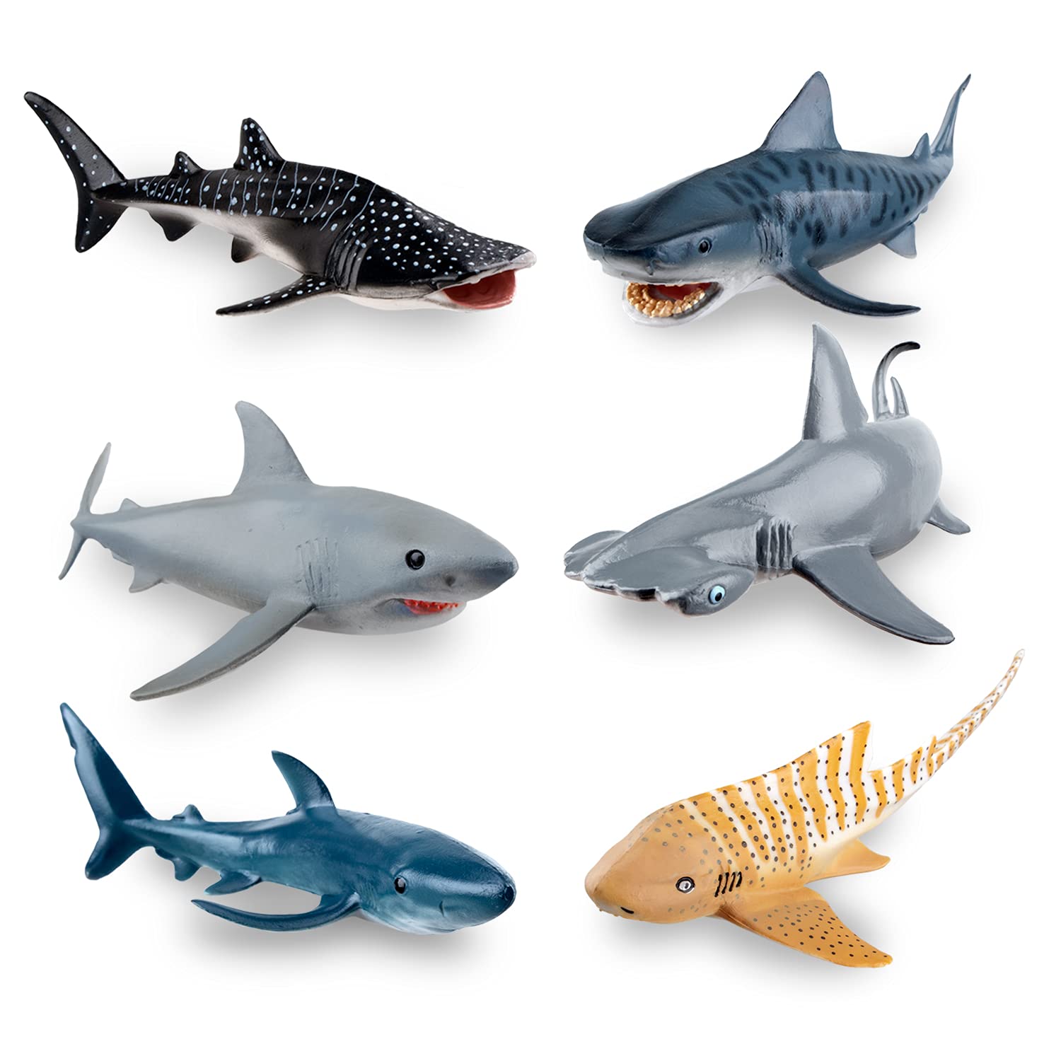 Shark Toys 6 Pcs Large Plastic Animals 